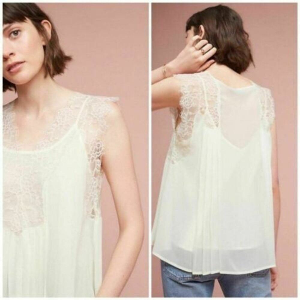 Love Sam Womens Blouse Textured Sleeveless Lacey Tank Top in Yellow Size S NWT